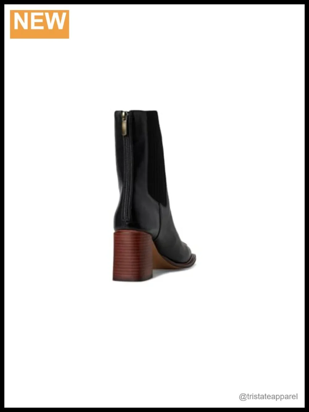 Leather Chelsea Ankle Boots Block Heel Zip Closure Women's